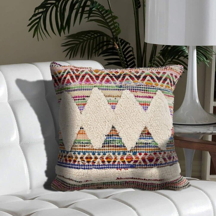 LR Home Lucia Eclectic Multicolored Geometric Hypoallergenic Polyester 18 in. x 18 in. Indoor Throw Pillow