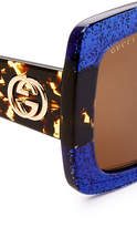 Thumbnail for your product : Gucci Square Urban Web Block Sunglasses