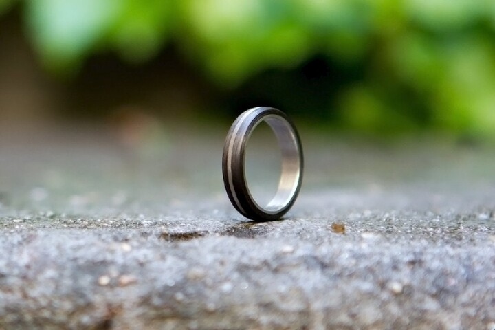 Etsy Titanium Carbon Fiber Ring Black Matte Wedding Band For Women. | 00304 4N
