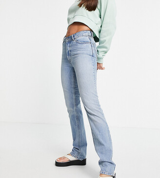 ASOS Tall ASOS DESIGN Tall premium mid rise straight leg jeans in lightwash  - MBLUE - ShopStyle