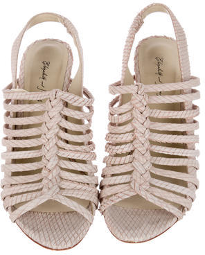 Elizabeth and James Embossed Leather Cage Sandals