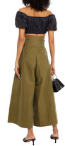 Thumbnail for your product : REJINA PYO Belted Pleated Cotton-blend Wide-leg Pants