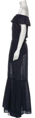 Ulla Johnson Off-The-Shoulder Long Dress Blue