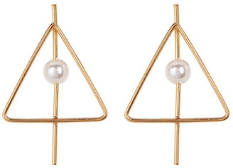 Stephan & Co Triangle Bar Simulated Pearl Earrings