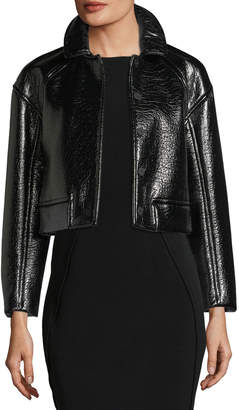 Rebecca Taylor Snap-Front Vegan-Leather Cropped Jacket