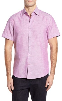 Stone Rose Men's Trim Fit Linen Blend Sport Shirt