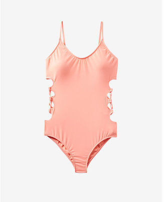 Express lace-up side one-piece swimsuit