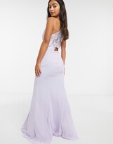 Thumbnail for your product : Chi Chi London lace back maxi dress in lilac