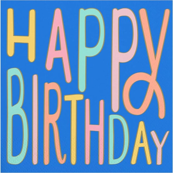 Slant Collections Birthday Party Cocktail/Beverage Paper Napkins, 20-Count, Happy Birthday