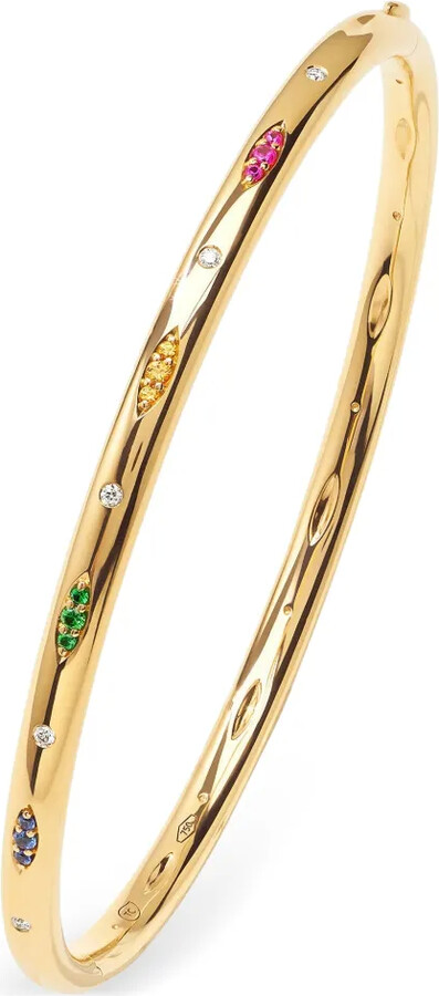 Tamara Comolli 18K yellow gold Gypsy Candy Pave sapphire and tsavorite bangle