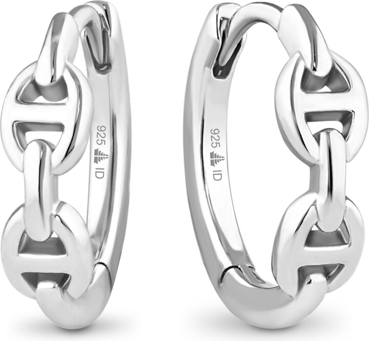 Devata Mariner Hoop Earrings in Rhodium Plated Sterling Silver