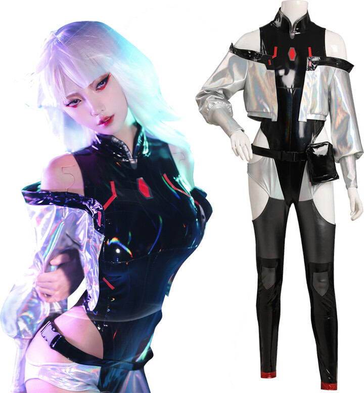 None Disguise Lucy Cosplay Jumpsuit Waistbag Outfits Anime TV Runners Of Edge Costume Women Roleplay Fancy Dress Up Party Cloth