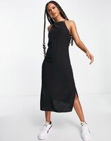 Thumbnail for your product : Calvin Klein Jeans halter thin strap maxi slip dress in black