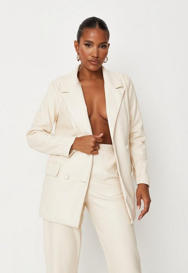cream fitted blazer