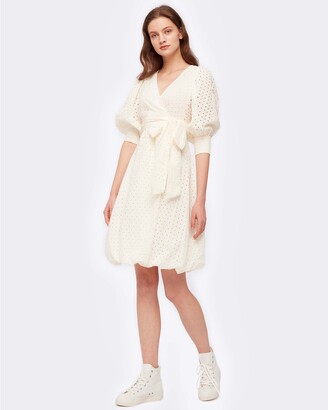 Diane von Furstenberg Ulrica Cotton Wrap Dress in Ivory
