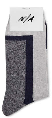 Melange Home N/A Colour-Block Stretch Cotton-Blend Socks