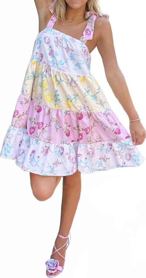 SUNDAYUP Arielle Mini Dress In Colorblock Floral