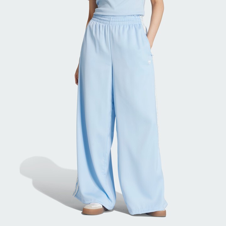 Women's adidas adidas Originals Satin Wide Leg Pants Ruffle 3-Stripes