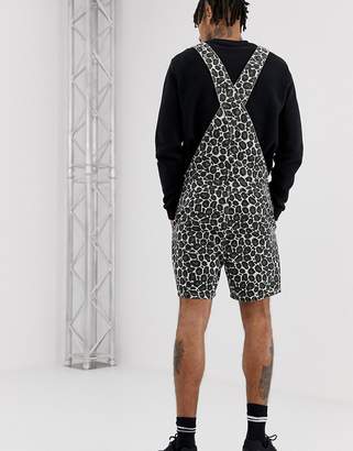 ASOS DESIGN slim short overalls in leopard print