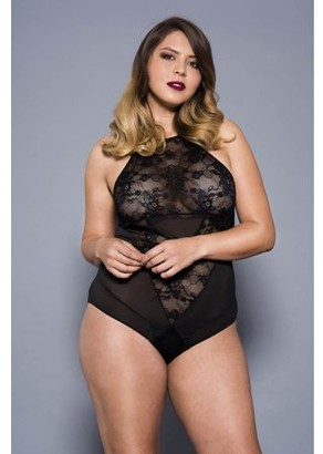 New Music Legs 59057Q Plus Size Sheer Halter Babydoll And Thong
