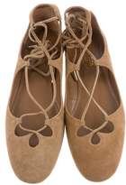 Thumbnail for your product : Aquazzura Suede Wrap-Around Flats