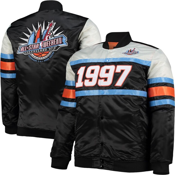 Mitchell & Ness Men's Black Big and Tall Hardwood Classics 1997 Nba All-Star Game Heavyweight Satin Full-Snap Jacket