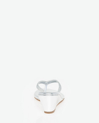 Le Château Embellished Faux Leather Wedge Sandal