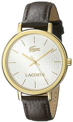 Lacoste Women's 2000888 Nice Gold-Tone Stainless Steel Watch With Brown Leather Band
