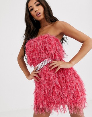 asos design embellished sequin maxi dress with faux feather trim