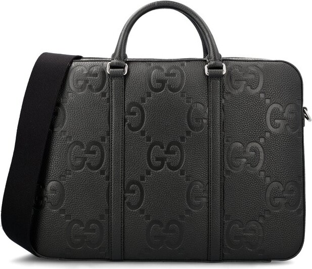 Valextra Avietta: Black Leather Medium business bag