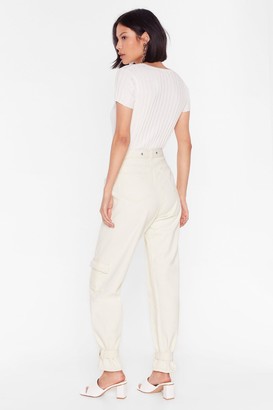 Nasty Gal Womens Relaxed Belted Cargo Jeans - Cream - 10