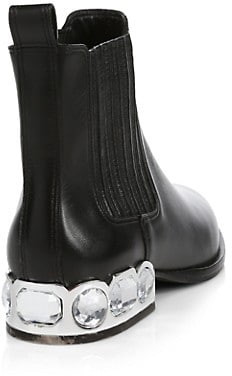 Sophia Webster Bessie Jewel-Heel Leather Chelsea Boots