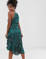 Thumbnail for your product : Queen Bee high neck midaxi dress in contrast polka