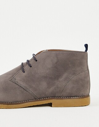 Topman faux suede chukka boots in grey - ShopStyle