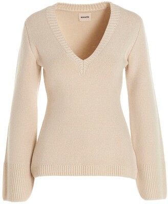 white v neck knitted jumper
