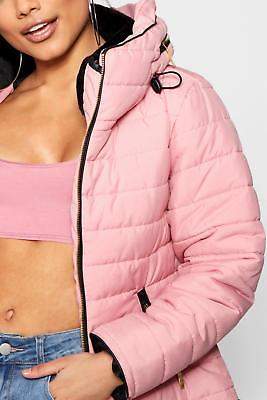 boohoo NEW Womens Quilted Jacket in Pink size L