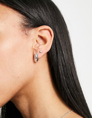 Orelia chunky huggie hoop earrings in silver plate