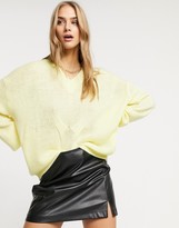 Thumbnail for your product : Lost Ink slouchy relaxed jumper with v-neck in lemon