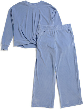TJMAXX Girls Ribbed Velour Twist Sweatshirt And Pants Set, Spandex/Polyester