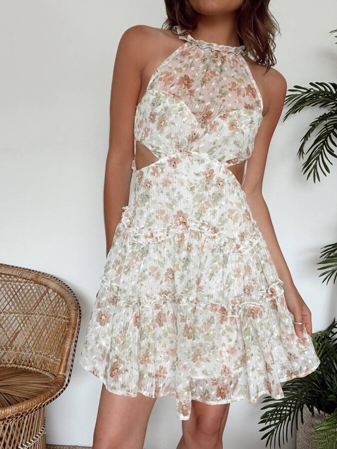 One and Only Collective Dorothy Cut Out Mini Dress In Floral Print