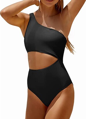 Yonique Women's One Piece Bathing Suit One Shoulder Swimsuit Cutout Swimwear Monokini