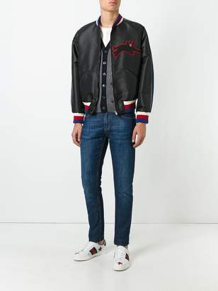 Gucci panther embroidery satin jacket