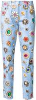 Moschino MOSCHINO JEWEL PRINT SLIM FIT JEANS, FEMME, TAILLE: 46, BLEU