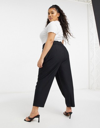 ASOS Curve DESIGN Curve tailored tie waist tapered ankle grazer pants