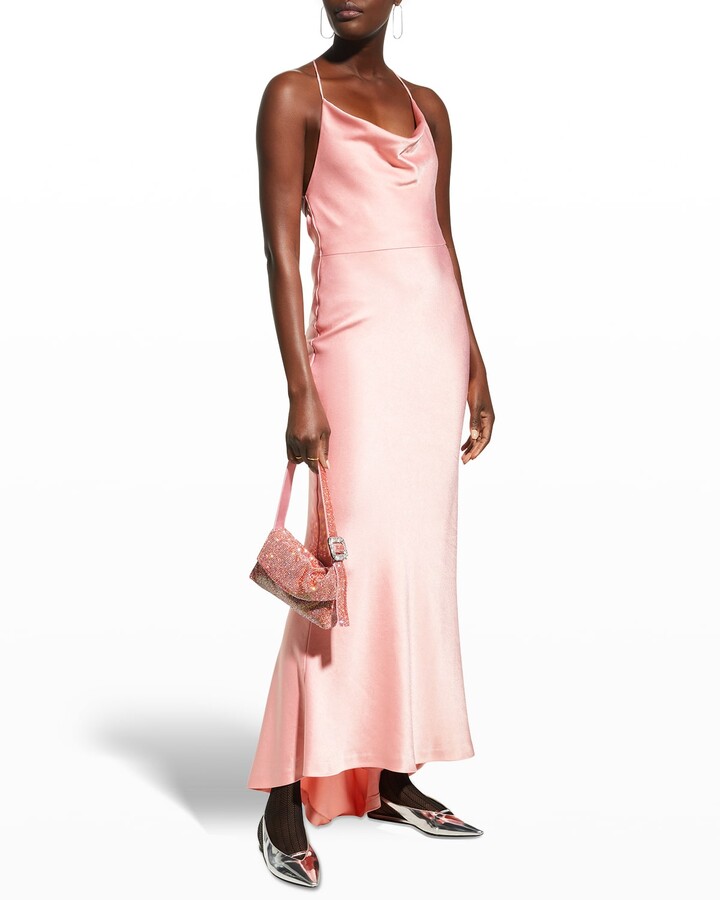 pink cowl neck dress