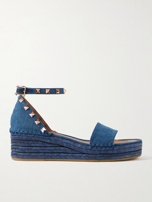 【Valentino Garavani】Rockstud 55 エスパドリーユ ウェッジ Valentino Garavani Rockstud Metallic Wedge Espadrille