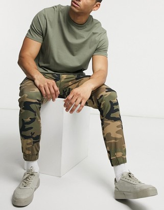 Jack and Jones Intelligence cargo pants with cuff in camo - ShopStyle  Trousers