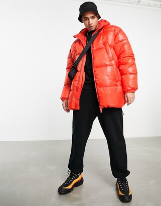 Weekday ruben oversized puffer jacket in red - ShopStyle