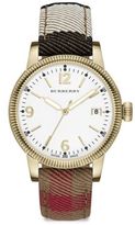 Thumbnail for your product : Burberry Utilitarian Goldtone Stainless Steel & House Check Strap Watch