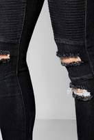 Thumbnail for your product : boohoo Black Super Skinny Ripped Biker Jeans